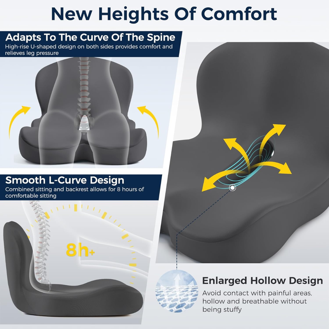 Ergonomic Seat Cushion for Back Pain Relief